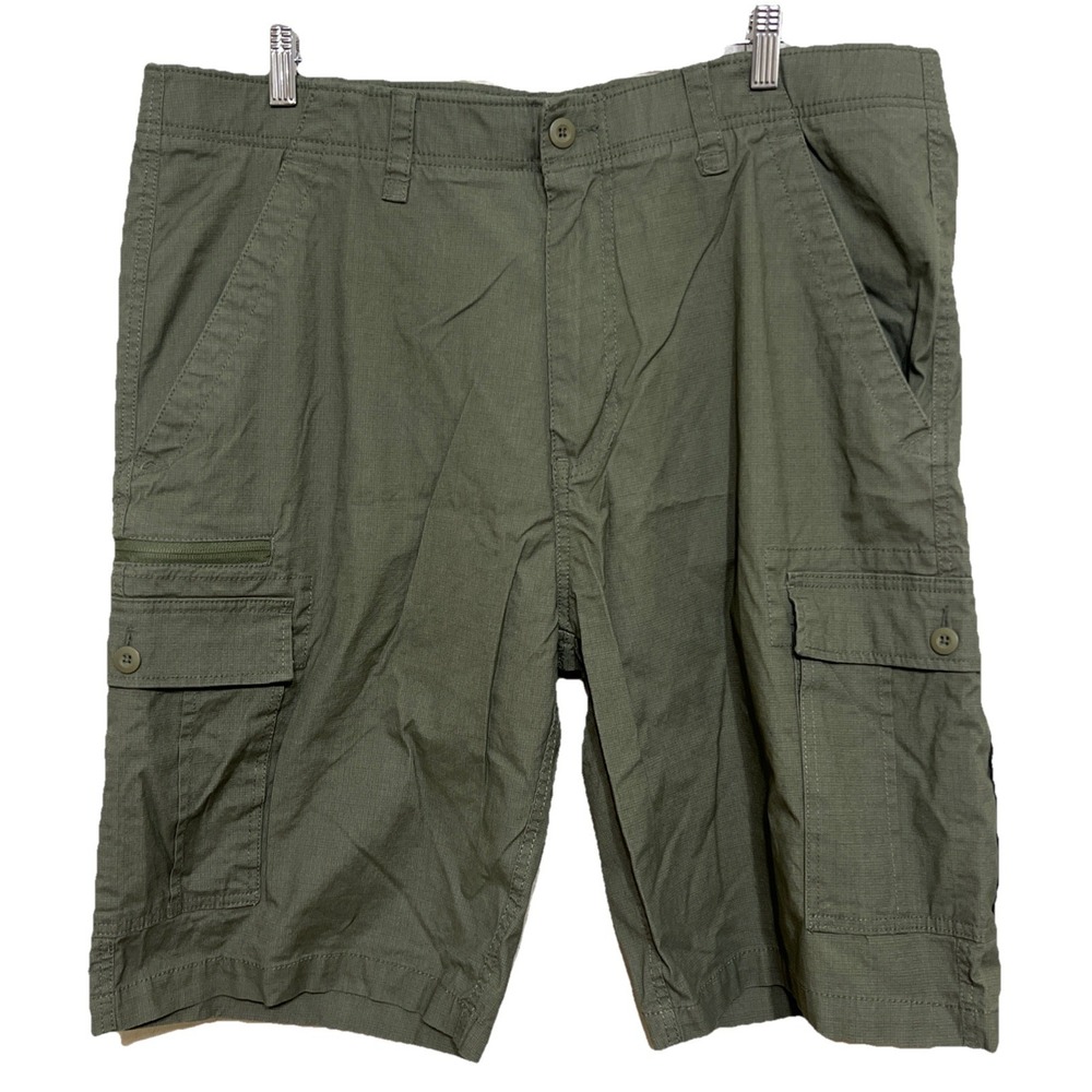 WearFirst Cargo Shorts Mens 40 Free Band Comfort Waist Hiking Camp Outdoor Green